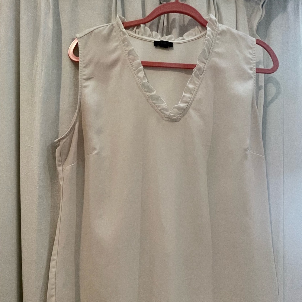 Bright White v neck ruffled poly top
